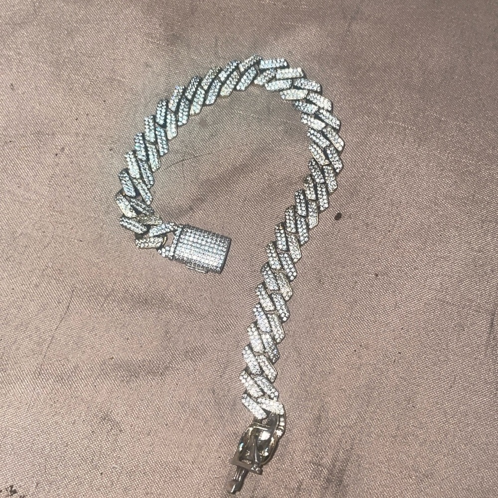 Moissanite Cuban link bracelet vvs1’s gold plated 18k solid silver 925